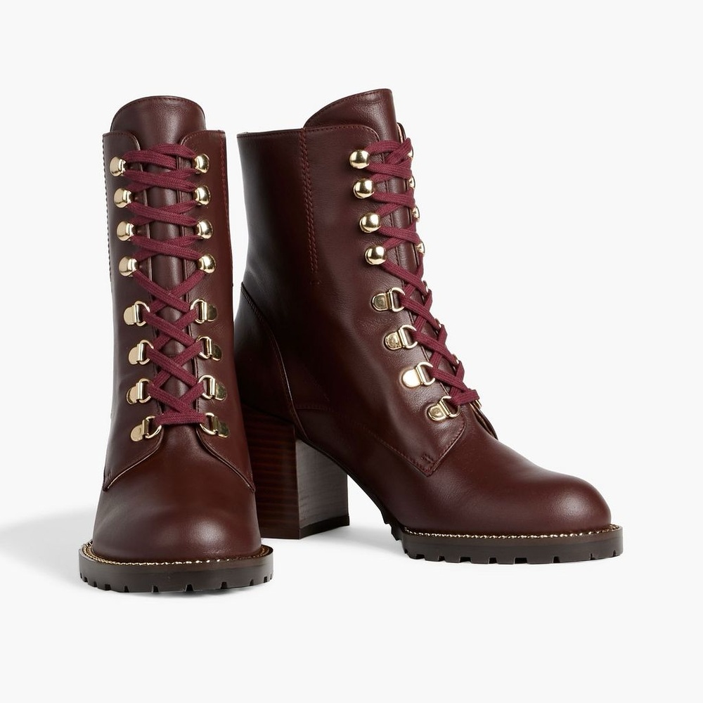 Stuart Weitzman Kolbie Lace-up Leather Ankle Boots - Size 8
